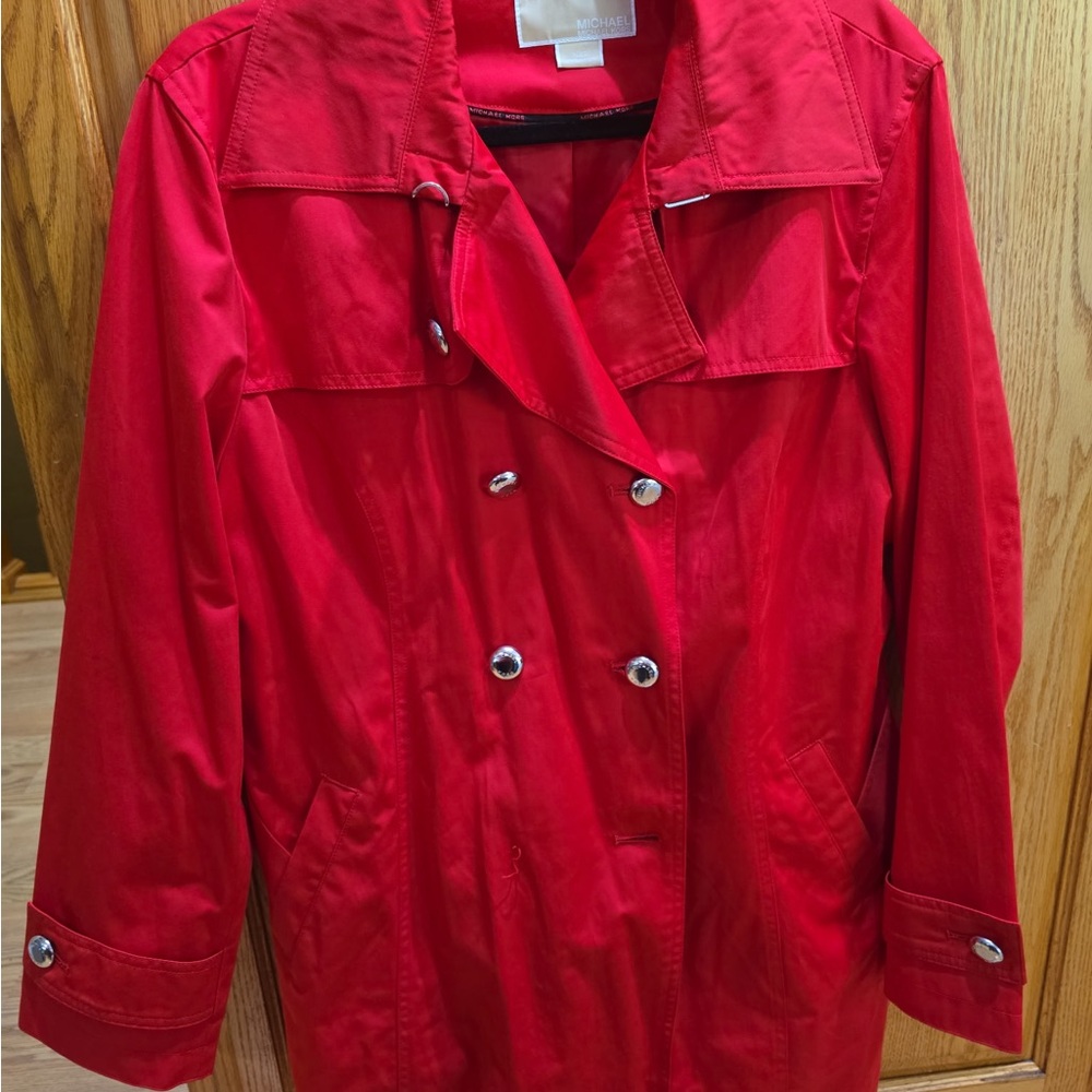 MICHAEL Michael Kors Red Trench Coat Classic Collar